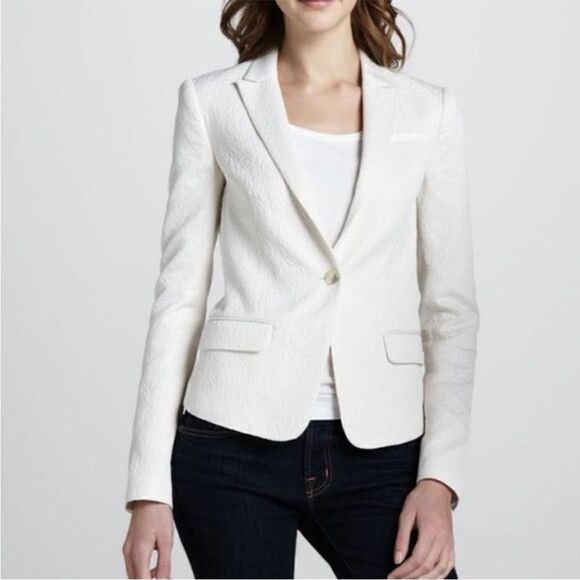 Elizabeth and James White Abigail Jacquard Blazer size 4 - Picture 1 of 12